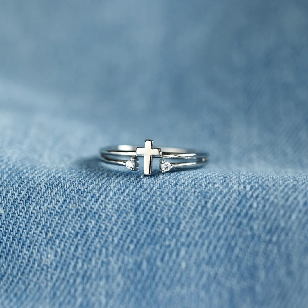 Lead Me Sterling Silver Cross Ring
