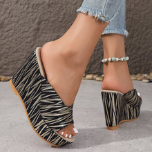 Load image into Gallery viewer, Zebra Peep Toe Wedge Sandals
