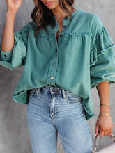 Load image into Gallery viewer, Button Down Raw Hem Denim Jacket
