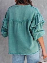 Load image into Gallery viewer, Button Down Raw Hem Denim Jacket
