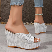 Load image into Gallery viewer, Zebra Peep Toe Wedge Sandals
