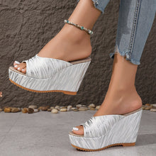 Load image into Gallery viewer, Zebra Peep Toe Wedge Sandals
