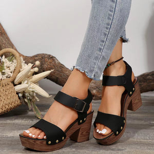 Pin Block Heel Sandals