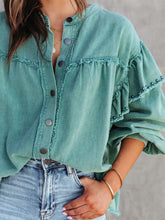 Load image into Gallery viewer, Button Down Raw Hem Denim Jacket
