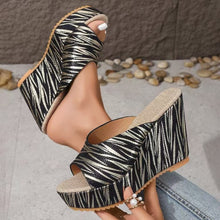 Load image into Gallery viewer, Zebra Peep Toe Wedge Sandals

