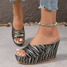 Load image into Gallery viewer, Zebra Peep Toe Wedge Sandals
